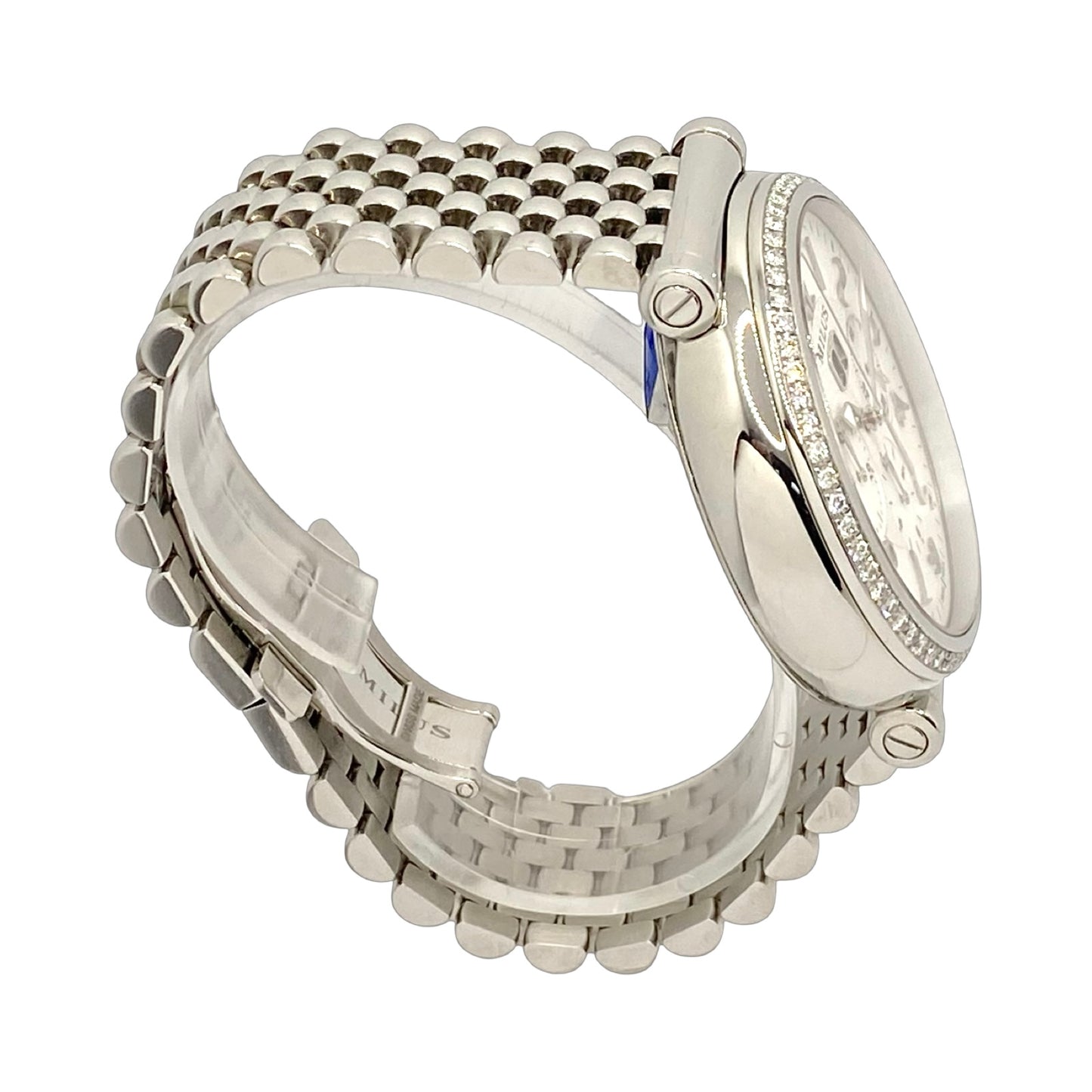 Milus Zetios Joaillerie Automatic Chronograph Date Mother-of-Pearl Dial Diamond Bezel on Steel Bracelet  ZETC023