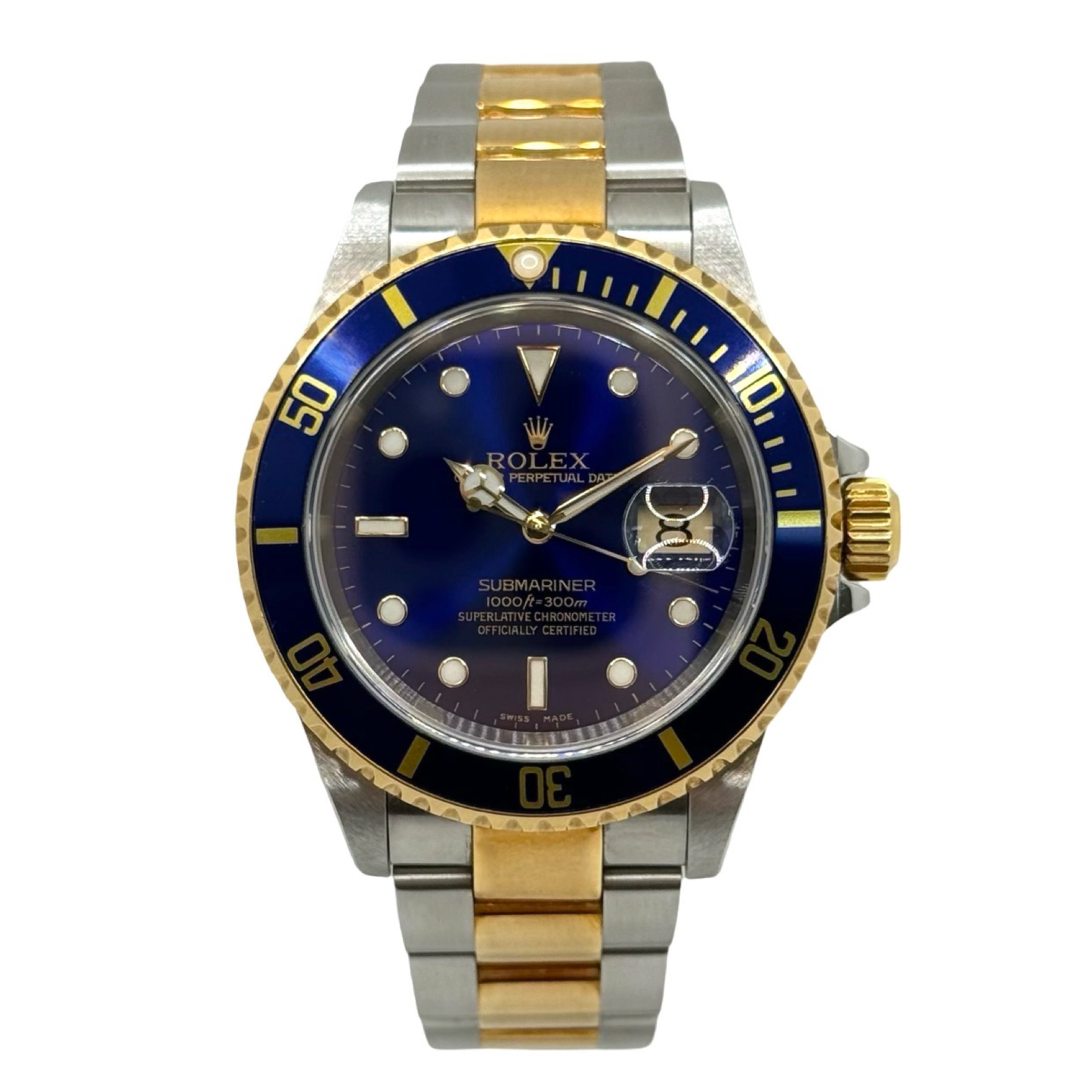 Rolex Submariner Date Blue Dial 18K Yellow Gold and Stainless Steel 16613 C.2000