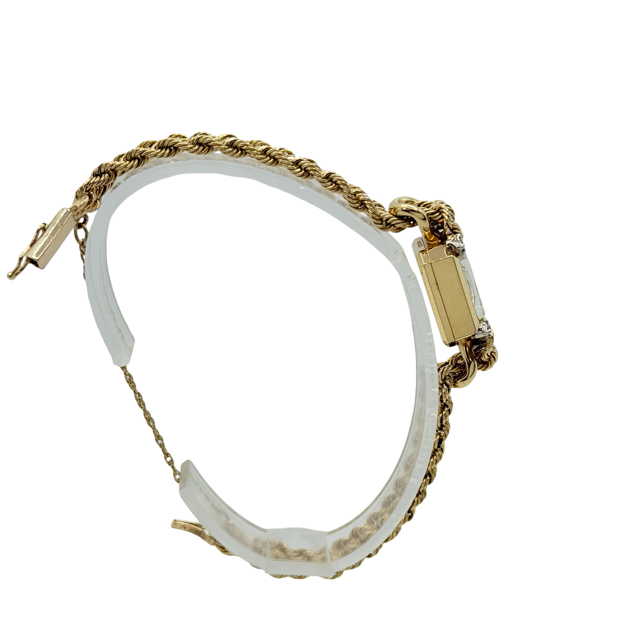 Rolex Ladies 14K Yellow Gold Silver Dial Double Rope Chain Bracelet