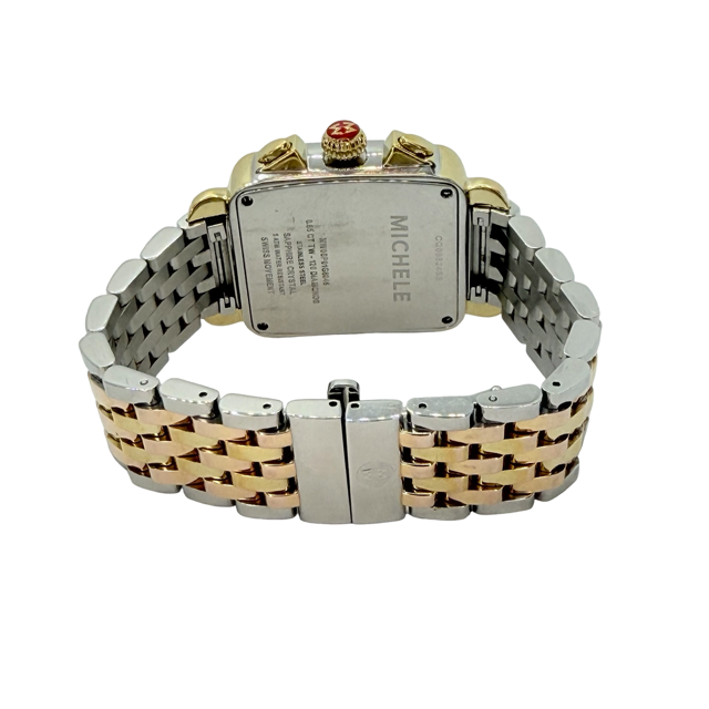 Michele Deco Tri-Tone Quartz Chronograph Mother-of-Pearl Dial with Diamonds MWW06P000077