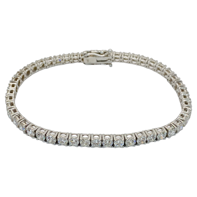 14K White Gold Diamond Tennis Bracelet 7.38 Carats F-G,VS