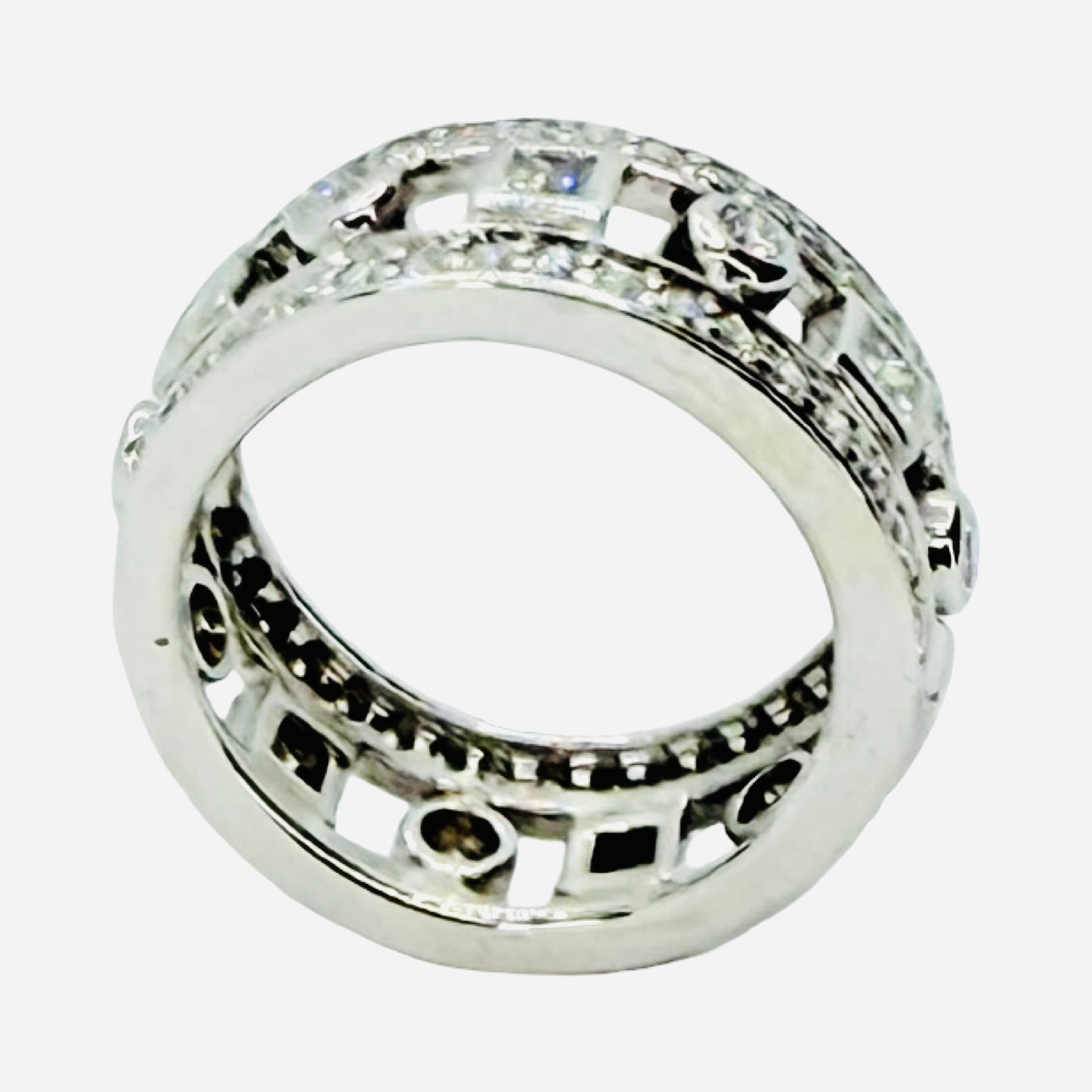 18K White Gold Wide Eternity Band with 1.30 Carats Diamonds