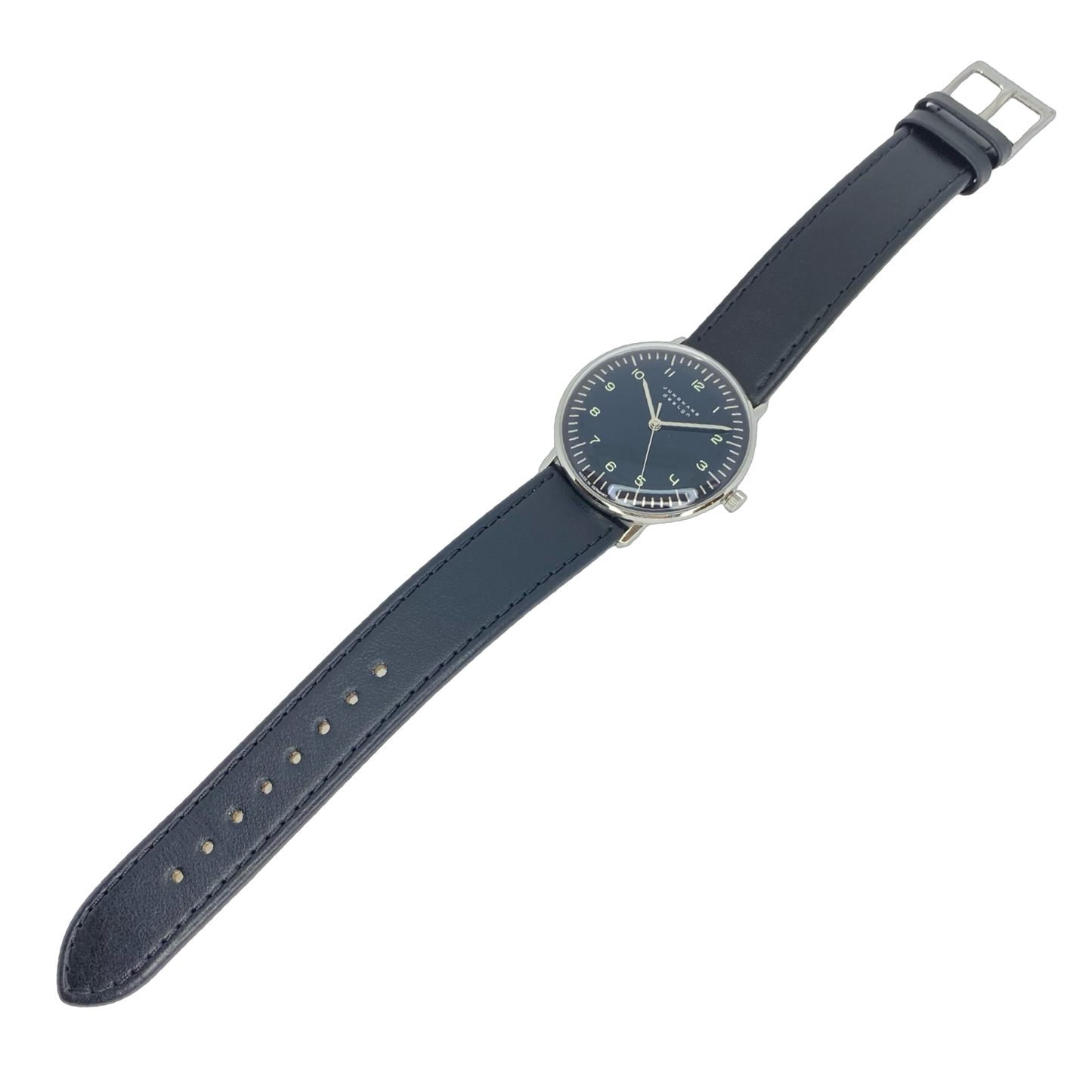 Junghans Max Bill Handaufzug 34mm Black Dial on Black Leather Strap 27/3702.02