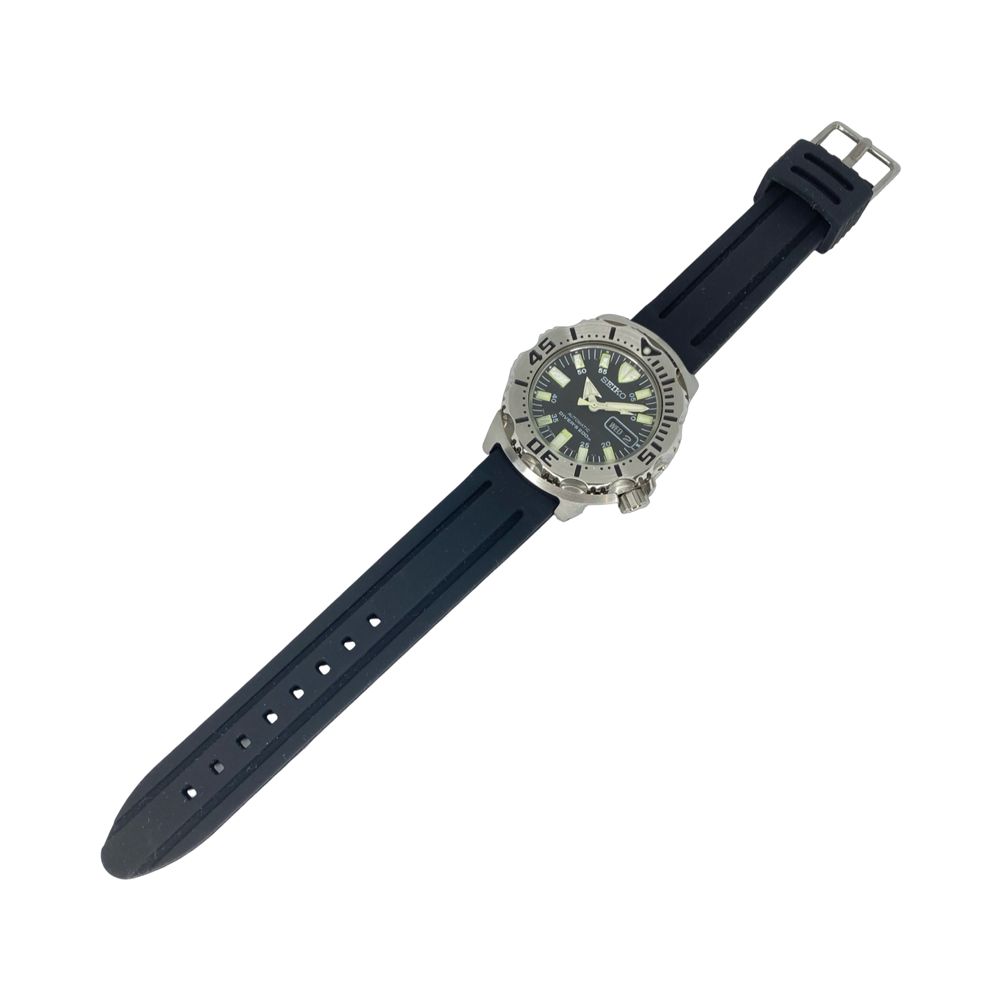 Seiko Black Monster Scuba Diver 43mm Automatic Black Dial Silicon Strap SKX779 Pre-owned