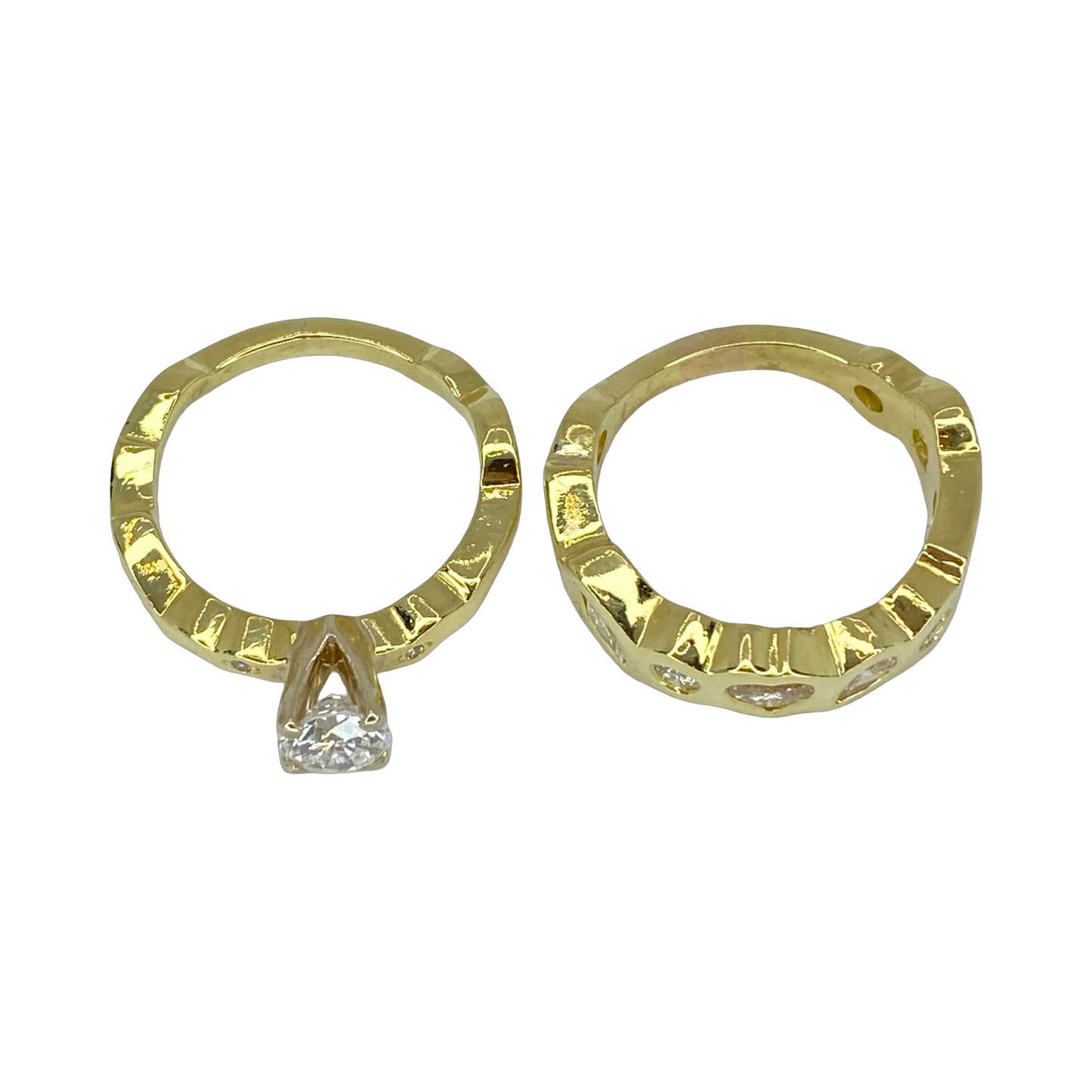 Estate Jewelry 18K Yellow Gold Diamond Bridal Ring Set 1.80 Carats TW