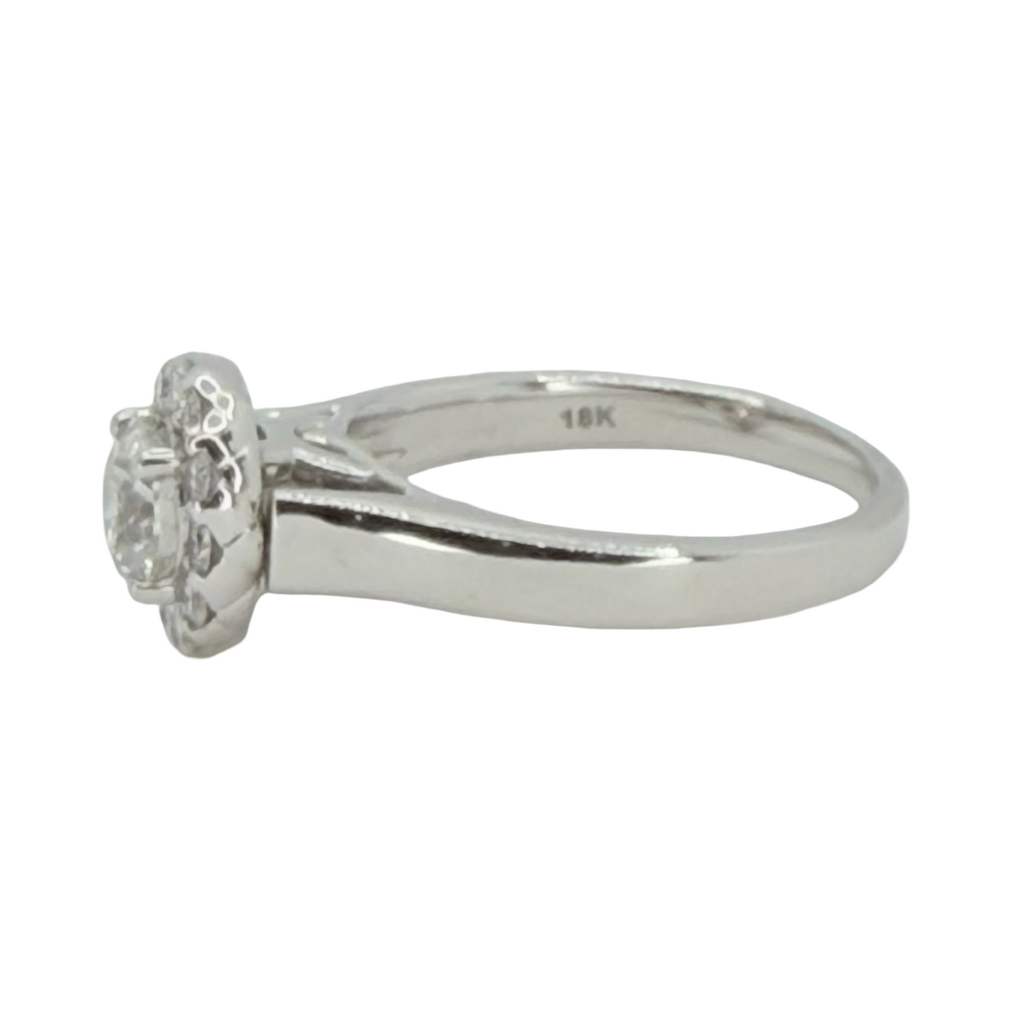 18K White Gold Diamond Halo Ring 1.25 TW Carats