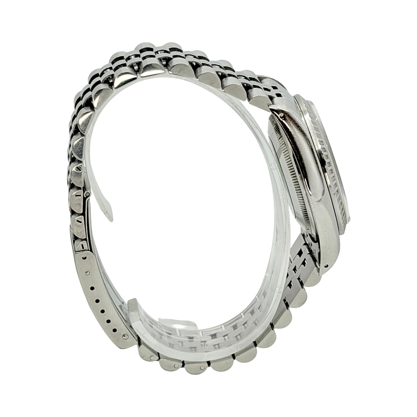 Rolex Datejust 36mm Ivory Sunburst Dial Steel Engine Turned Bezel Jubilee Bracelet 16220