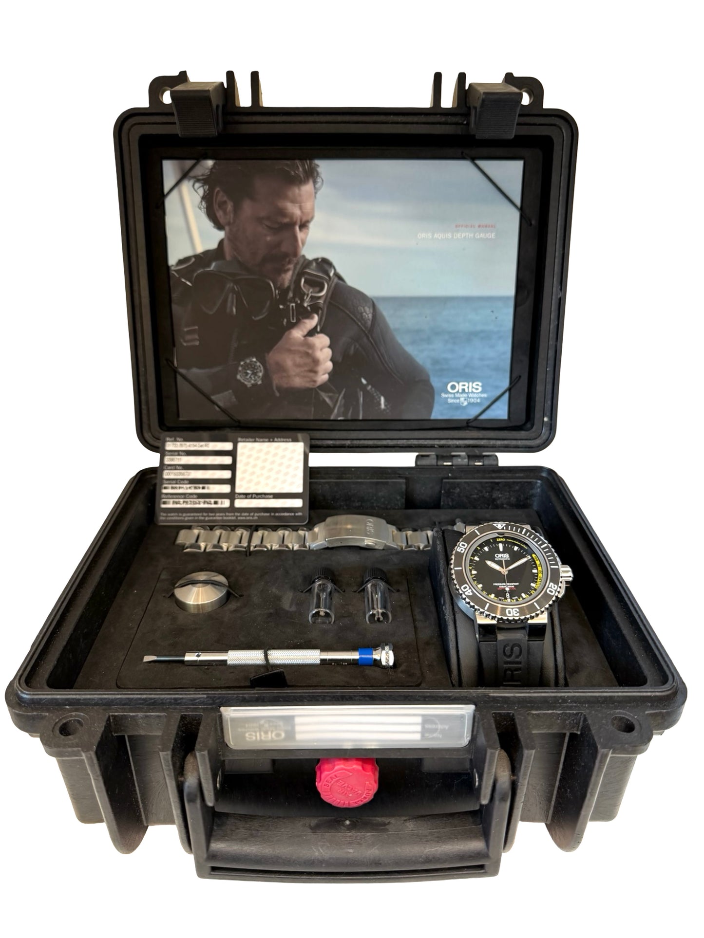 Oris Aquis Depth Gauge 500m Automatic Black Dial Rubber Strap with Steel Bracelet 01 733 7675 4154-Set RS