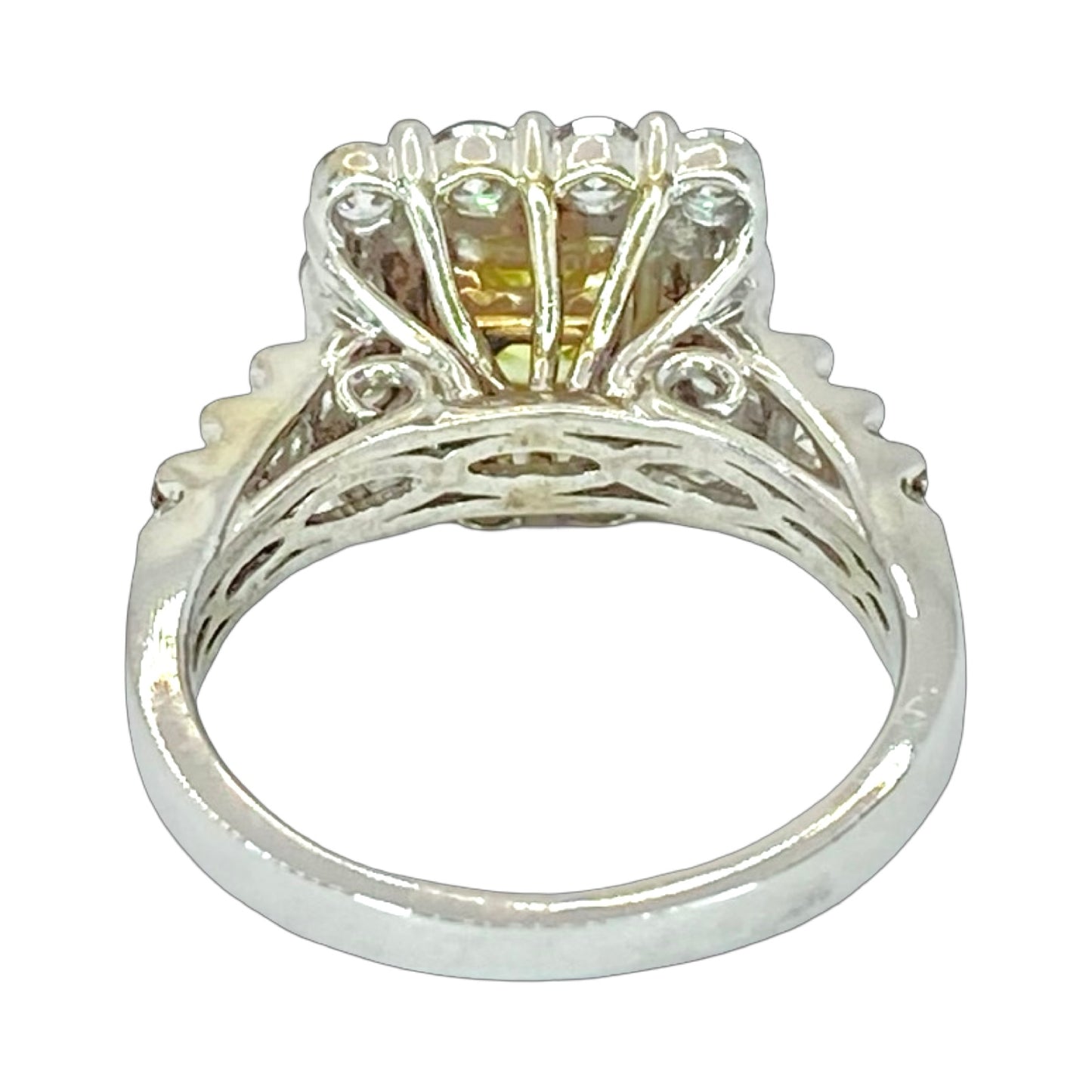 14K White Gold Fancy Yellow Princess Cut Diamond Ring