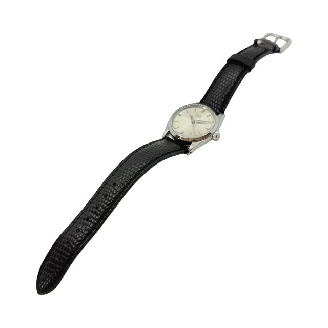 Rolex Oyster Speedking 30mm Silver Sunburt Dial Black Leather Strap Ref. 6430 C.1965