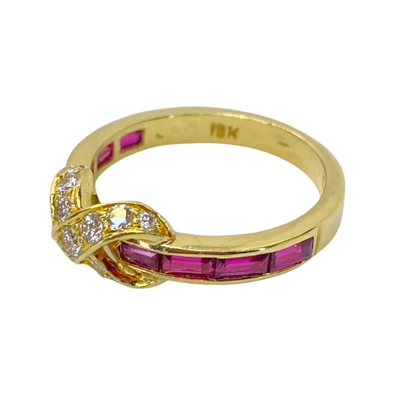 Estate Jewelry 18K Yellow Gold Tiffany & Co "X" Diamond and Ruby Ring