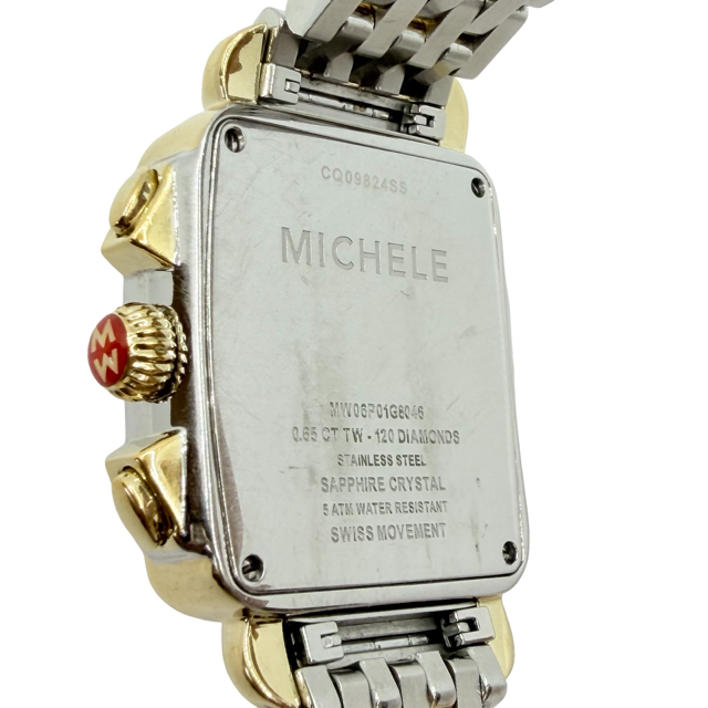 Michele Deco Tri-Tone Quartz Chronograph Mother-of-Pearl Dial with Diamonds MWW06P000077