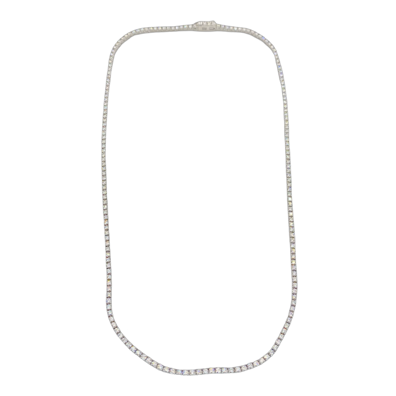 14K White Gold Tennis Necklace 4.65 Carats Round Diamonds F-G, VS