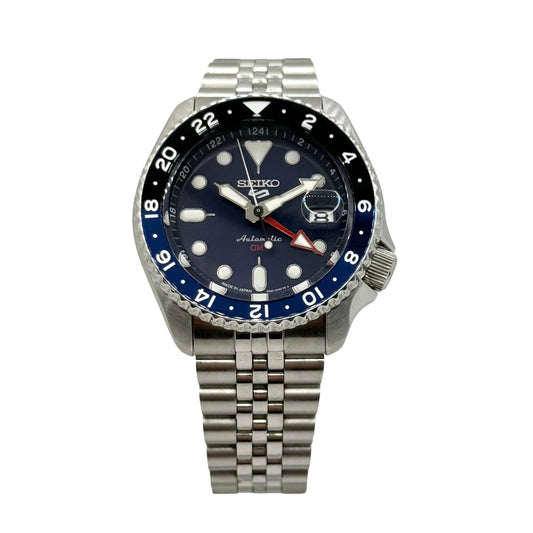 Seiko 5 SKX Sports Style GMT Series Bi-Color Bezel Blue Dial Stainless Steel Bracelet SSK003