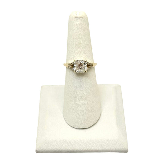 14K Yellow Gold Cushion Diamond Ring 2.20 Carats F, VS2