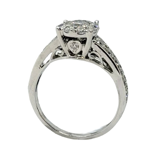 14K White Gold Diamond Ring 1.40 Carats G-H