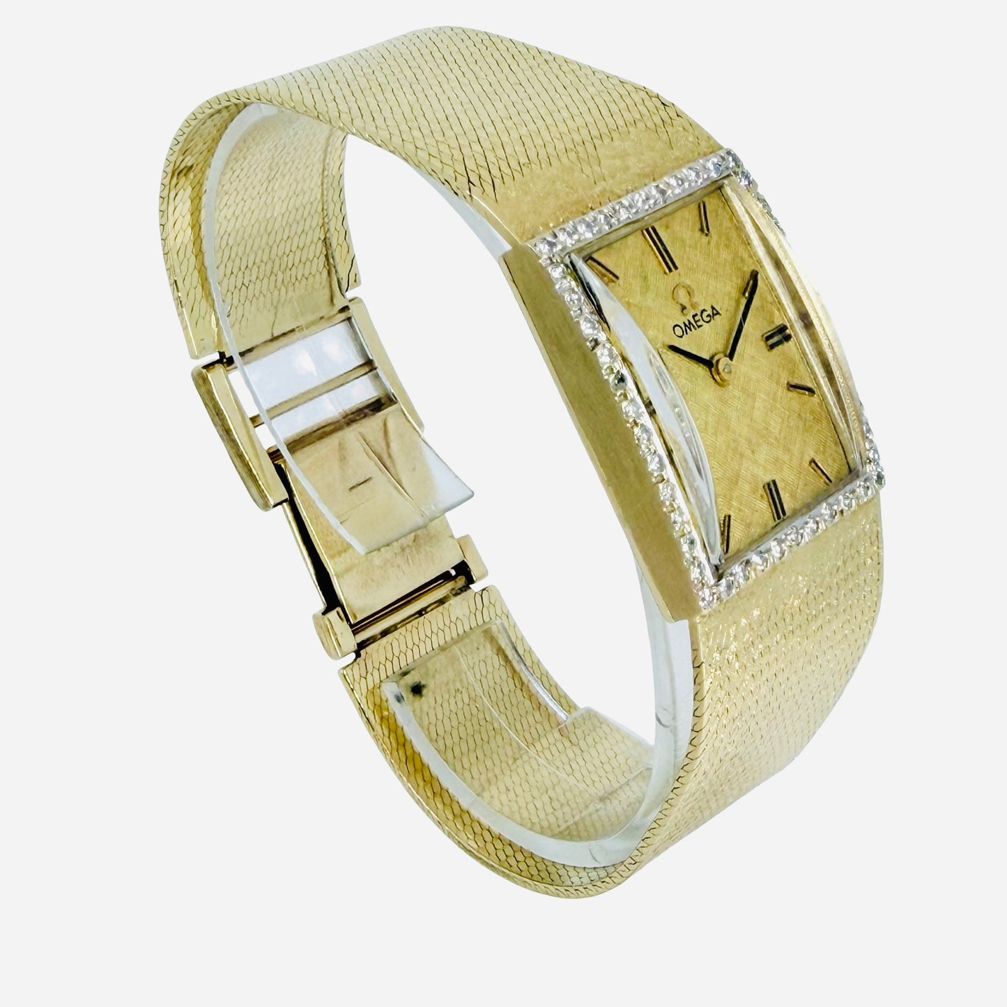 Omega Tank 14K Yellow Gold Manual Wind Diamond Bezel DD6846