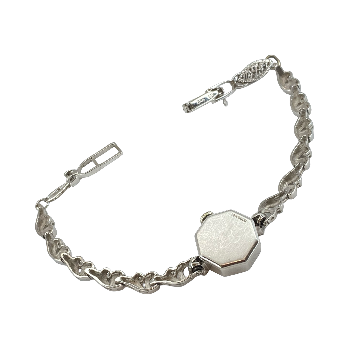 Vintage 14K White Gold Omega Cocktail Watch with Diamonds Manual Wind Ref. EE7446