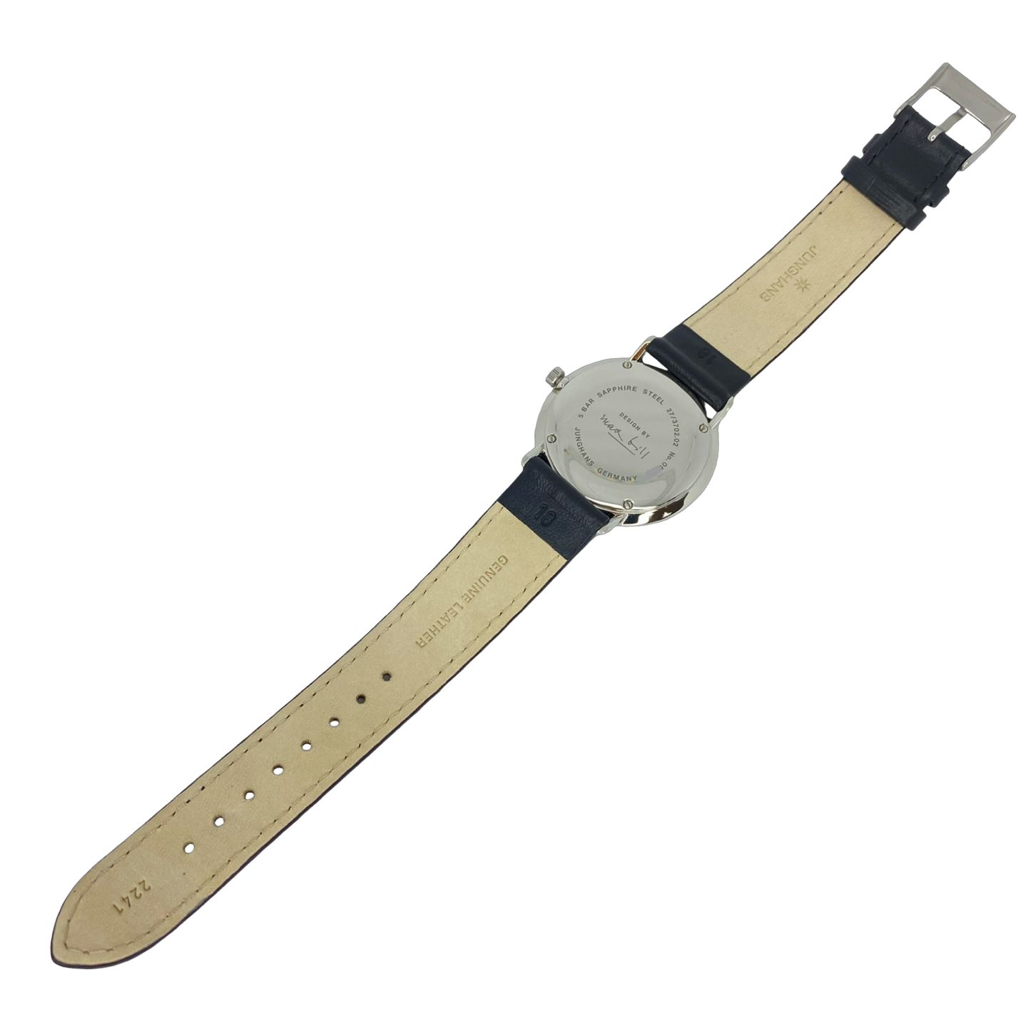 Junghans Max Bill Handaufzug 34mm Black Dial on Black Leather Strap 27/3702.02