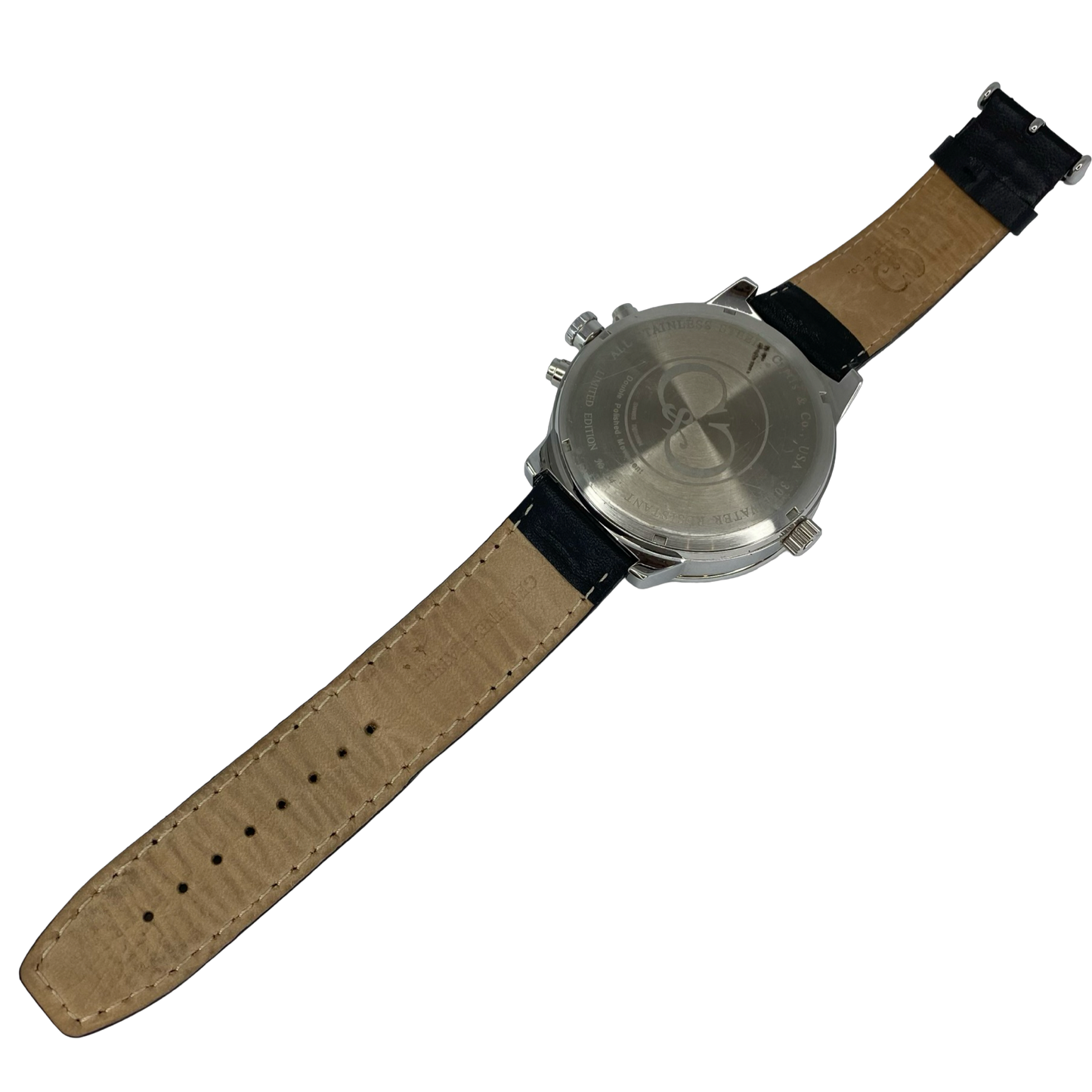 Curtis & Co Big Time Air Watch Automatic Triple Date Limited Edition White Dial  Black Leather Strap