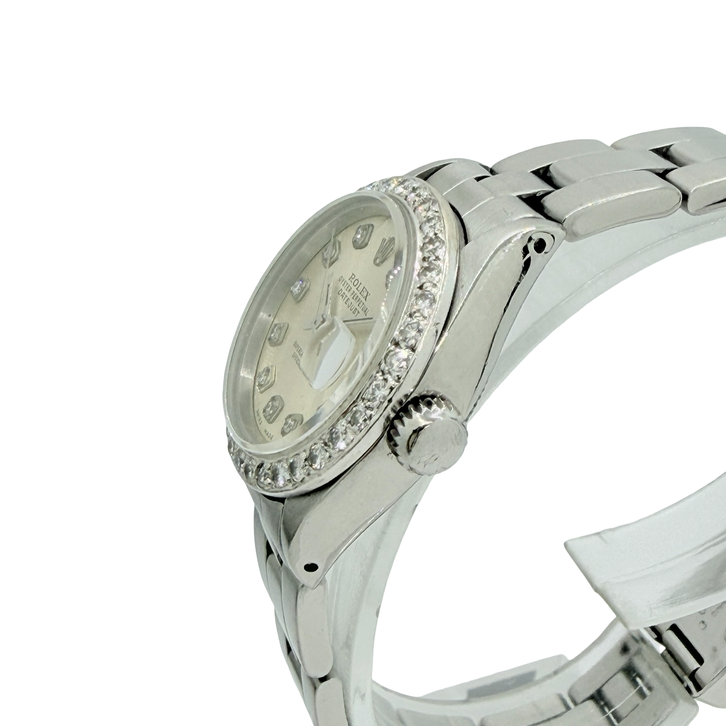 Rolex Datejust 26mm Silver Diamond Dial Diamond Bezel Steel Oyster Bracelet Ref.6916 C.1980