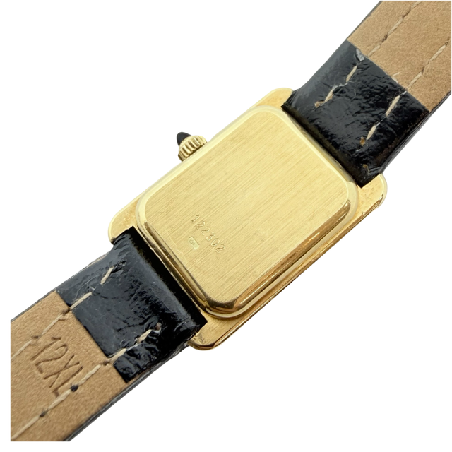 Girard Perregaux Ladies 18K Gold Quartz Champagne Dial Black Strap