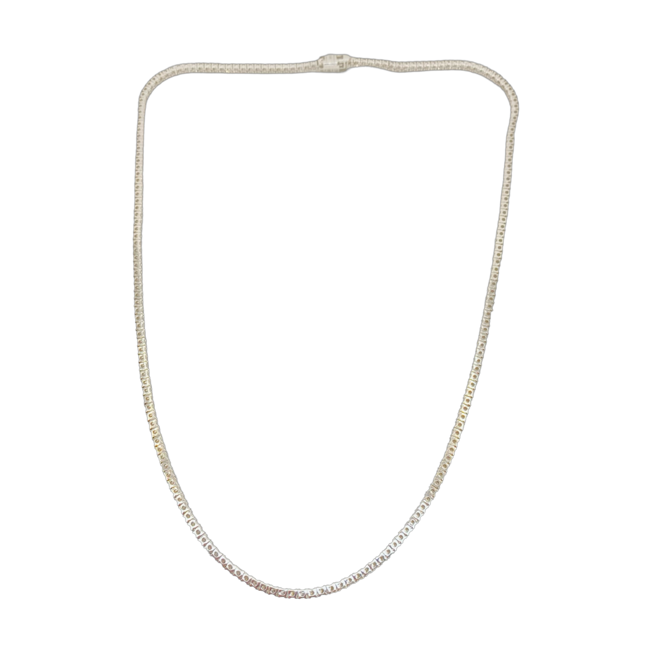 14K White Gold Tennis Necklace 4.27 Carats Round Diamonds H-I, SI