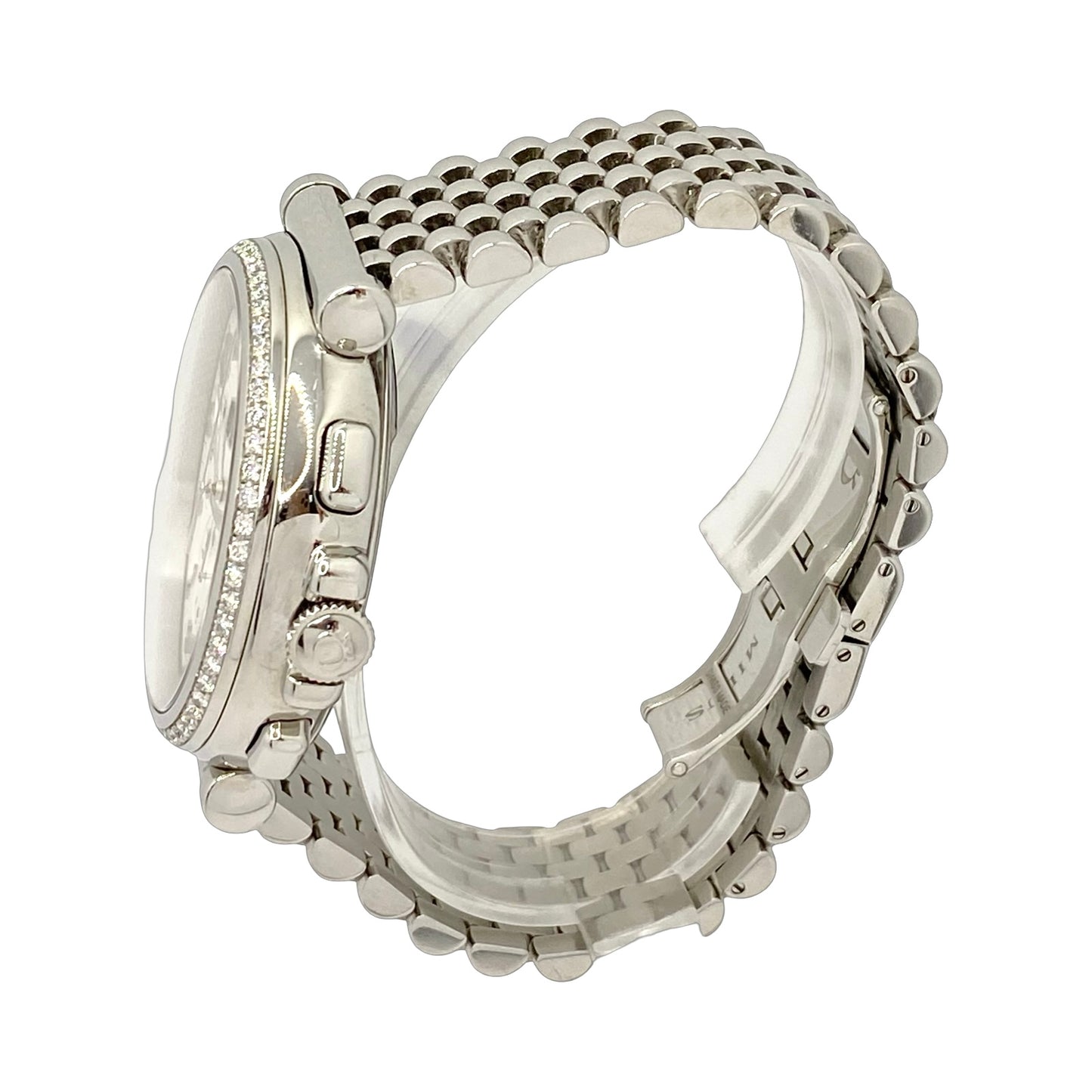 Milus Zetios Joaillerie Automatic Chronograph Date Mother-of-Pearl Dial Diamond Bezel on Steel Bracelet  ZETC023