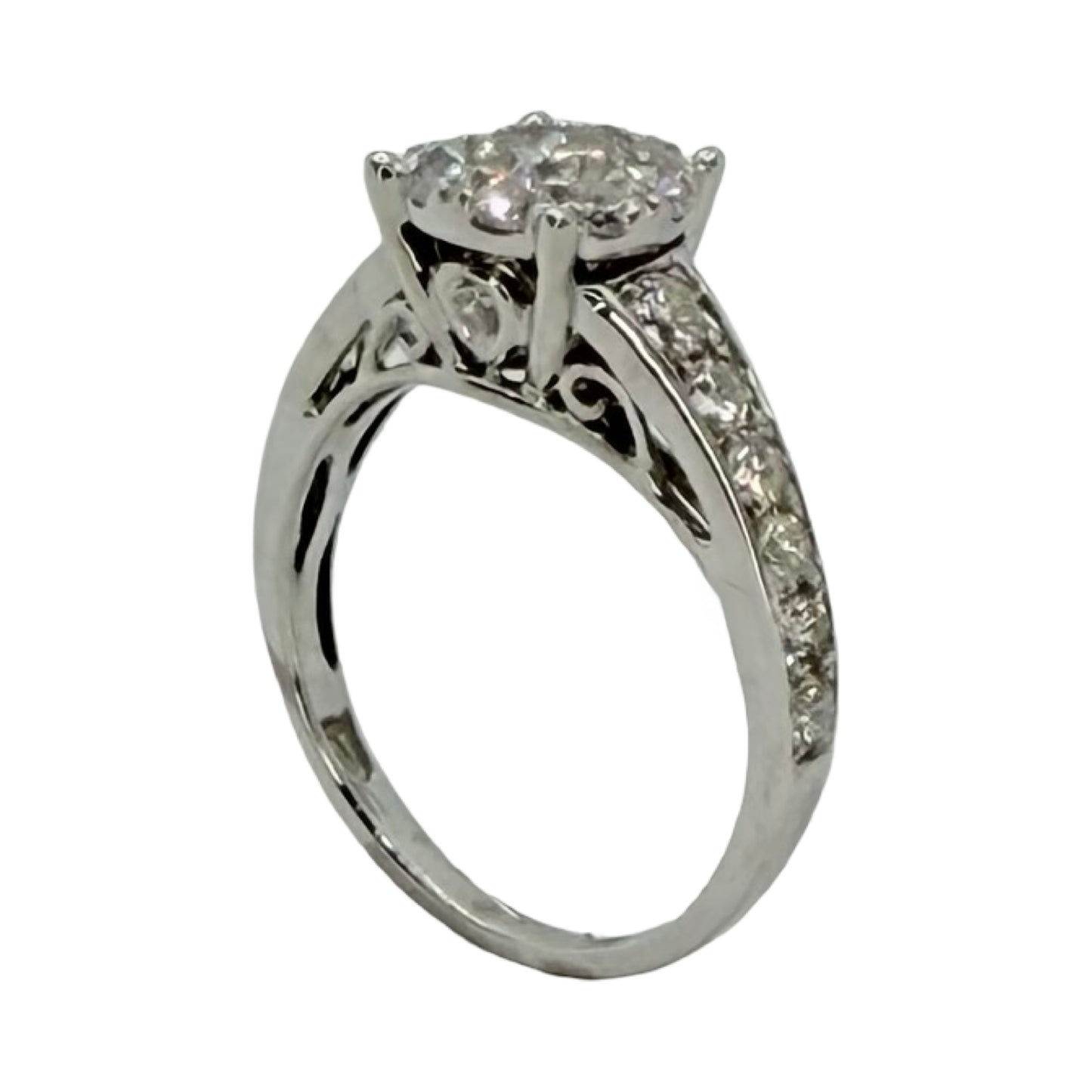14K White Gold Diamond Ring 1.40 Carats G-H
