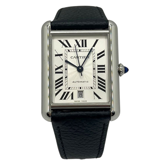 Cartier Tank Must XL Silver Dial Black Leather Strap Ref. WSTA0040