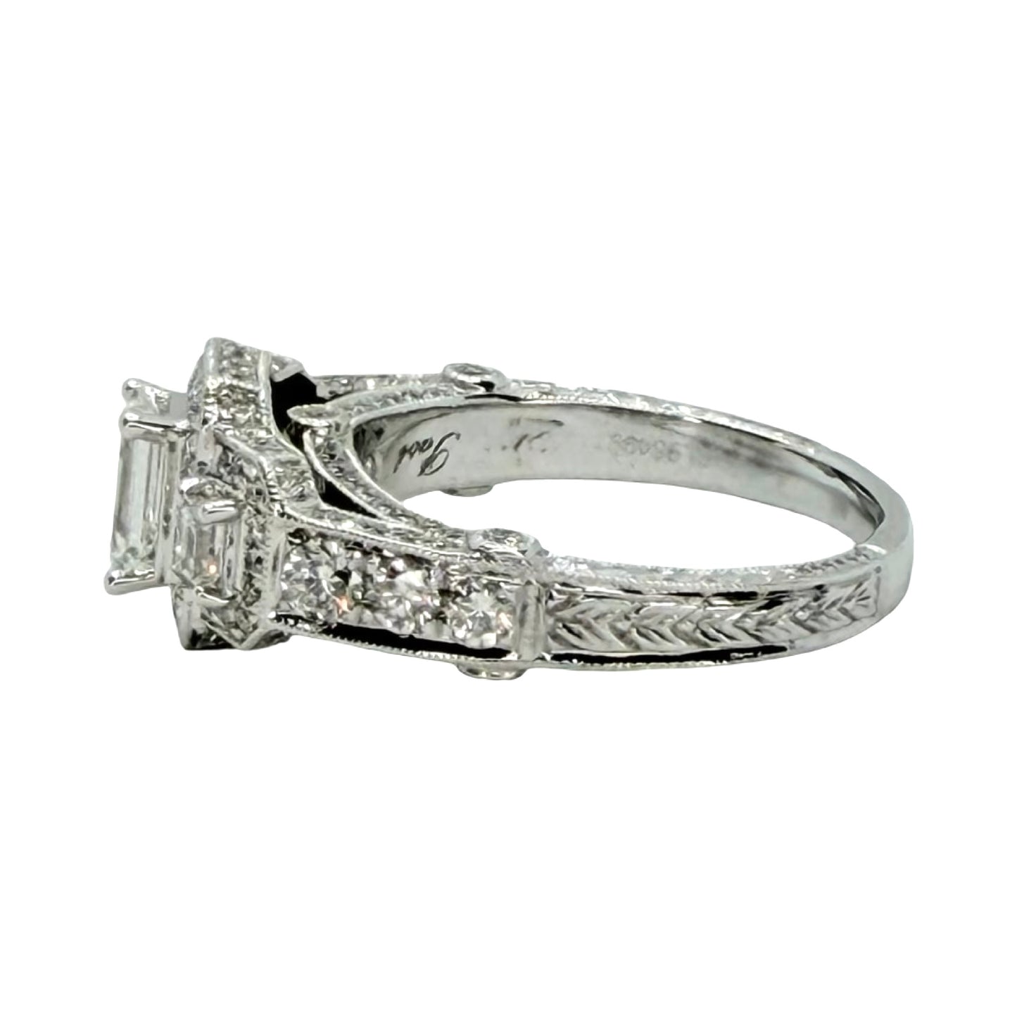 14K White Gold Emerald Cut Diamond Ring 2.00 Carats TW