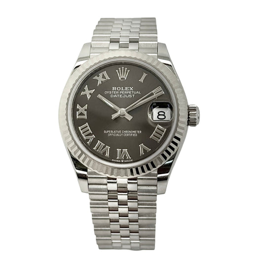 Rolex Datejust 31 Dark Grey Dial Fluted Bezel Oystersteel Jubilee Bracelet 278274