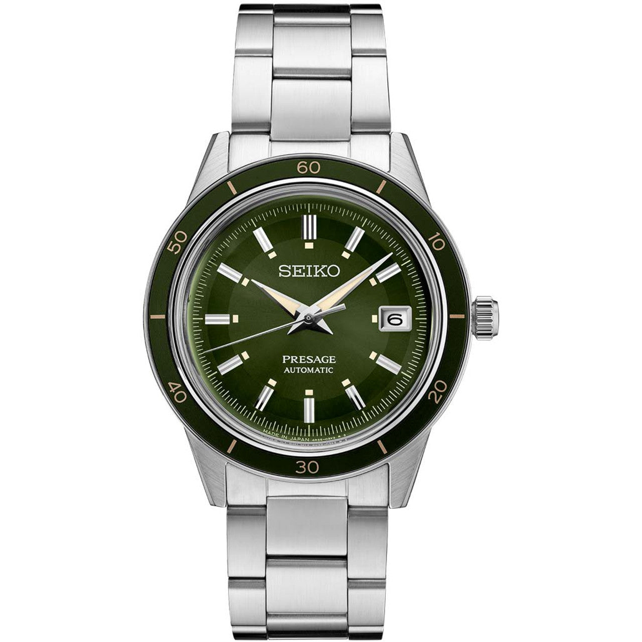 Seiko Presage Style60's Series Automatic Green Dial/Bezel Stainless Steel Bracelet SRPG07