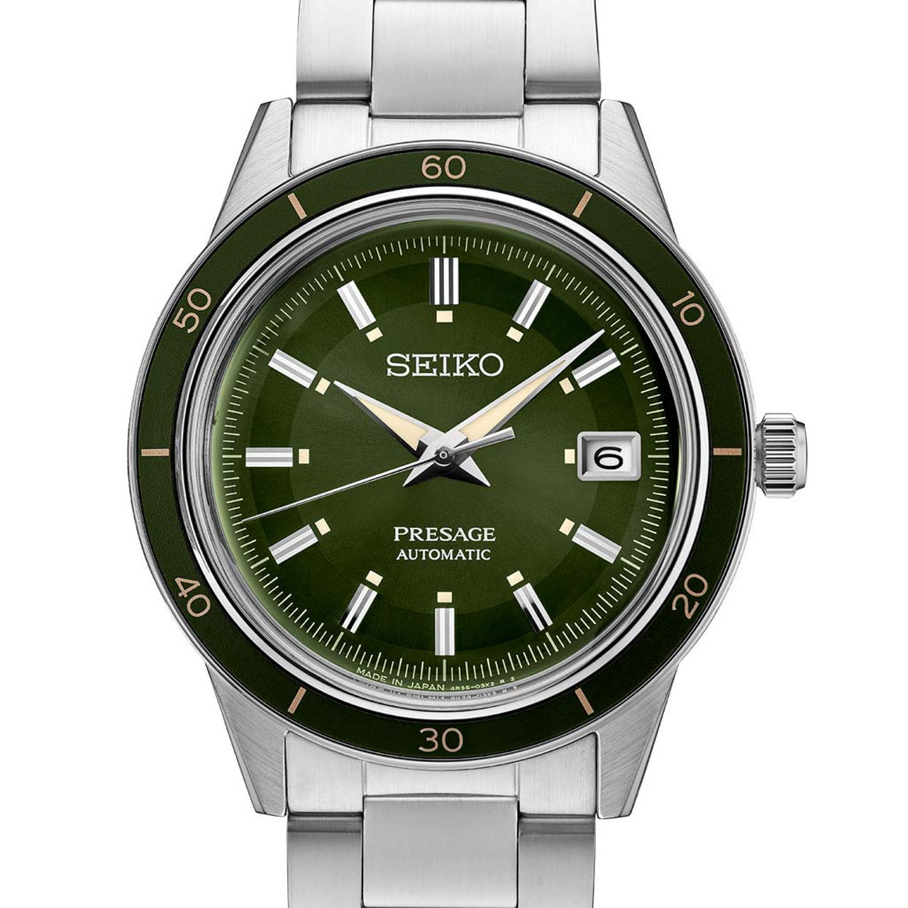 Seiko Presage Style60's Series Automatic Green Dial/Bezel Stainless Steel Bracelet SRPG07
