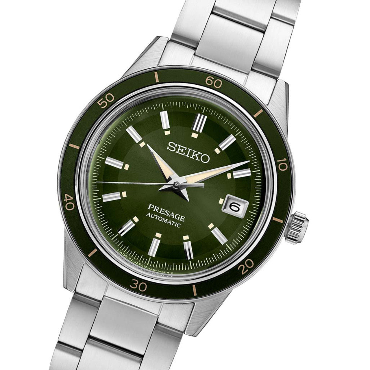 Seiko Presage Style60's Series Automatic Green Dial/Bezel Stainless Steel Bracelet SRPG07