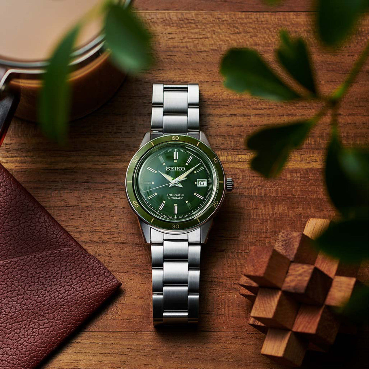Seiko Presage Style60's Series Automatic Green Dial/Bezel Stainless Steel Bracelet SRPG07