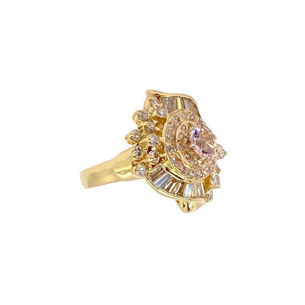 Estate Jewelry 14K Diamond and Morganite Ring