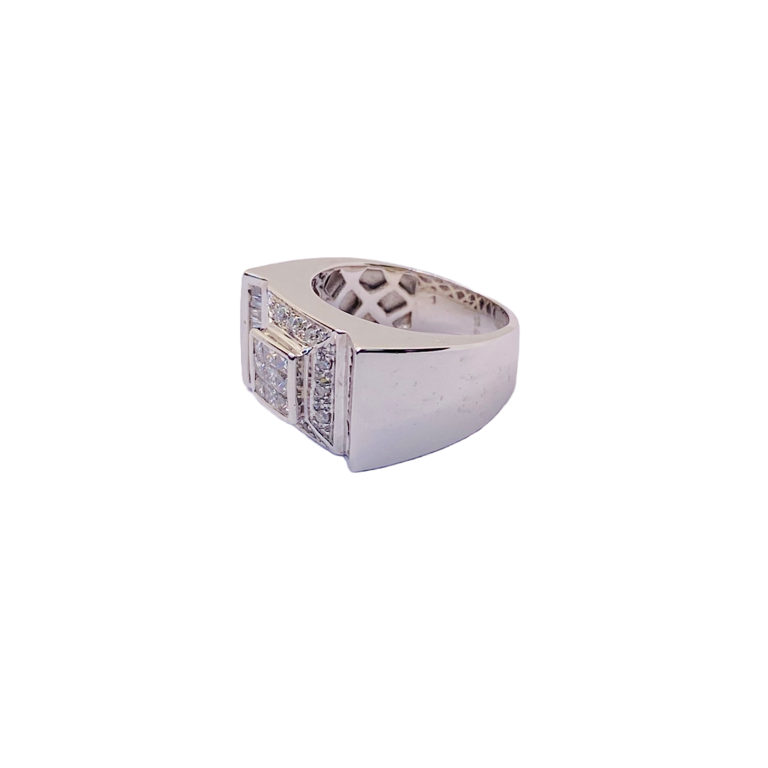 14K White Gold Diamond Mens Pinky Ring