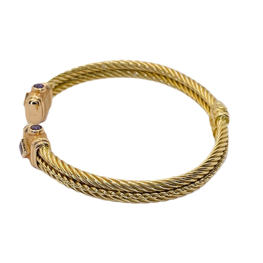 14K Yellow Gold Twisted Rope Bangle Bracelet
