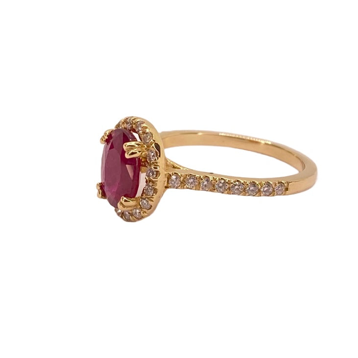 14K Yellow Gold Ruby and Diamond Ring