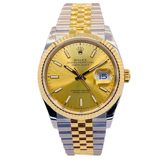 Rolex Oyster Perpetual Datejust 36 18K and Oystersteel Champagne Dial Jubilee Bracelet Unworn with Tags  M126233-0015