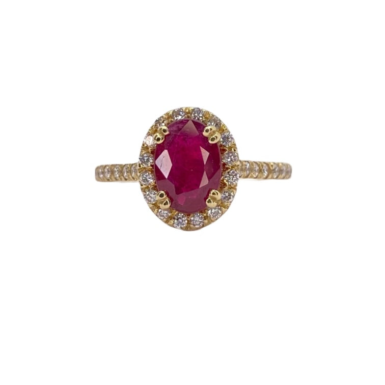 14K Yellow Gold Ruby and Diamond Ring