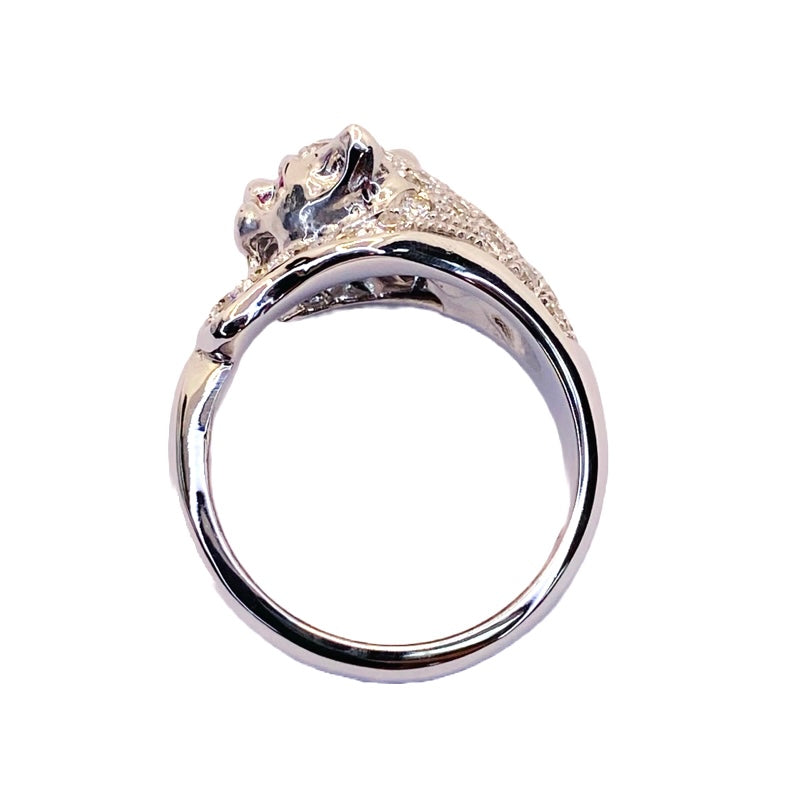 14K White Gold Panther Ring