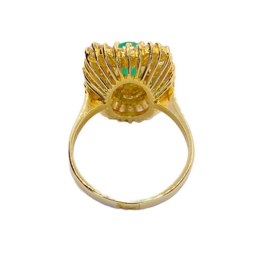 Estate Jewelry 14K Yellow Gold Emerald and Diamond Ring