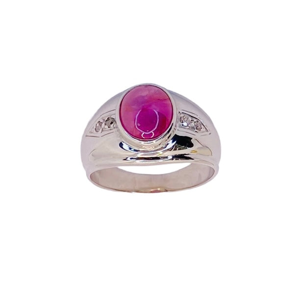 Estate Jewelry 14K White Gold Women's Purple Star Ruby Ring