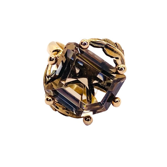 Estate Jewelry 14K Rose Gold Smokey Quartz Ring