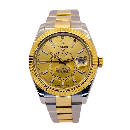 Rolex Sky-Dweller Champagne Colour 42mm Oystersteel and Yellow Gold 326933
