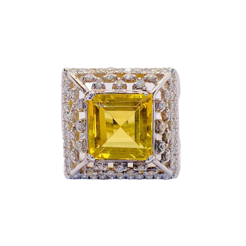 18K White Gold Citrine Ring