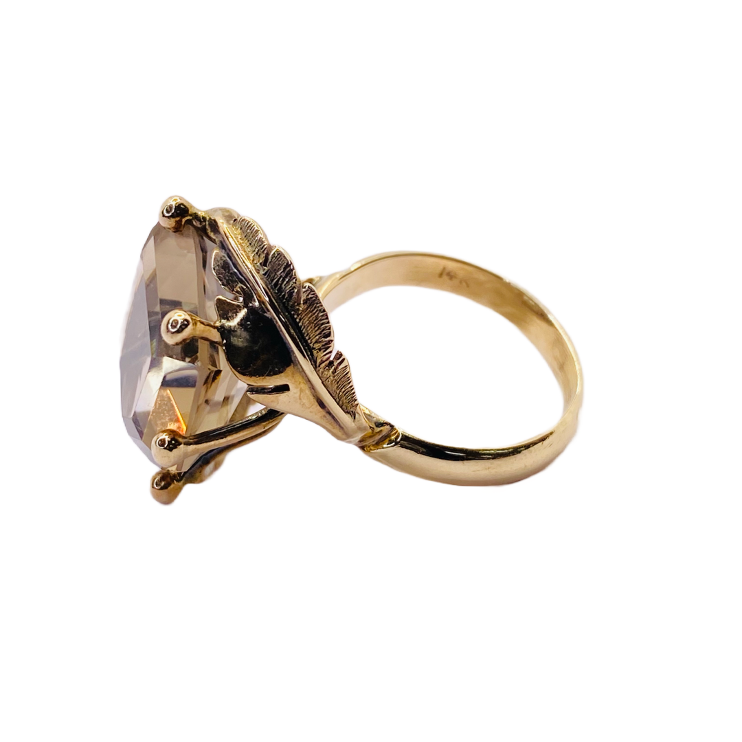 Estate Jewelry 14K Rose Gold Smokey Quartz Ring