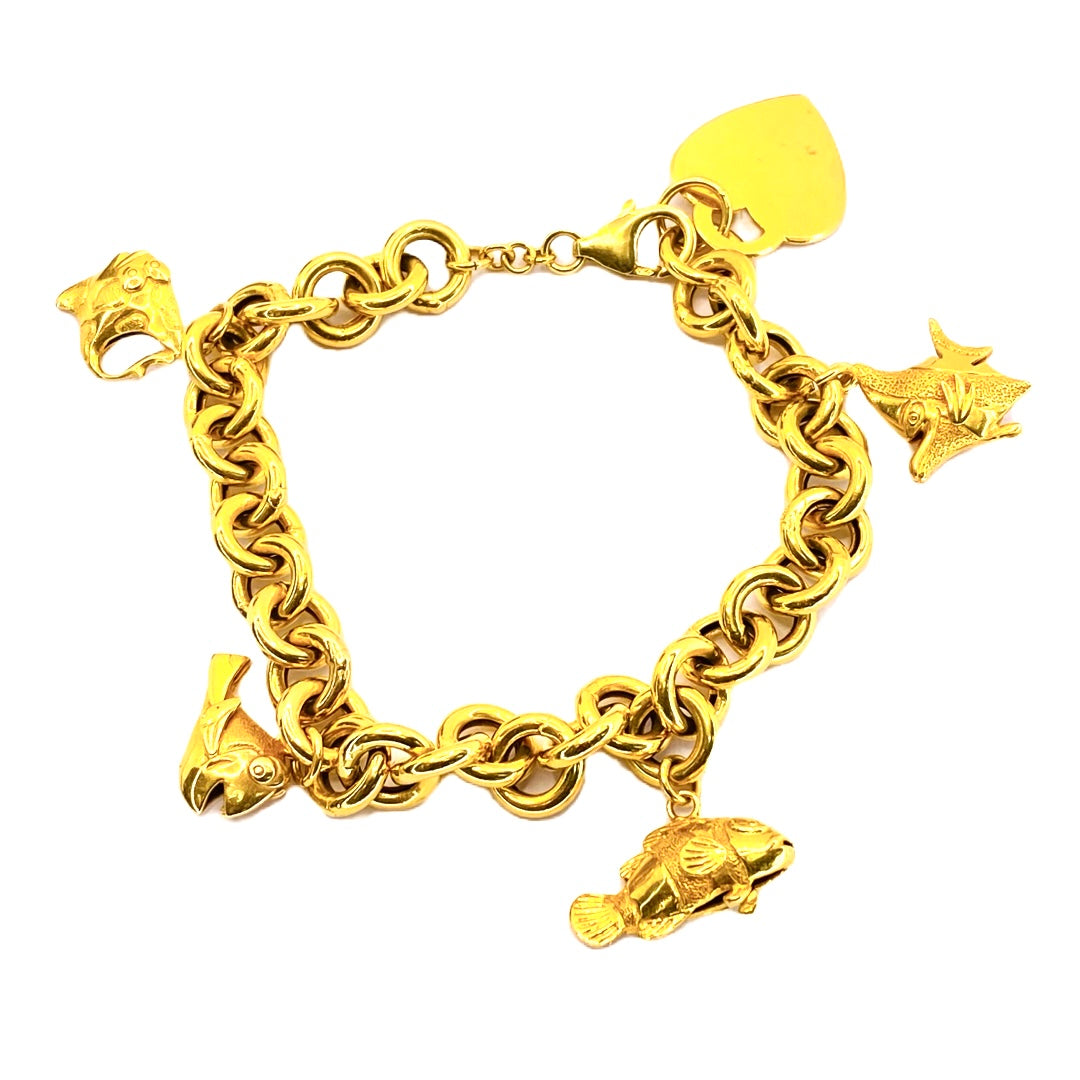 Estate Jewelry 21K Gold Finding Nemo Charm Bracelet